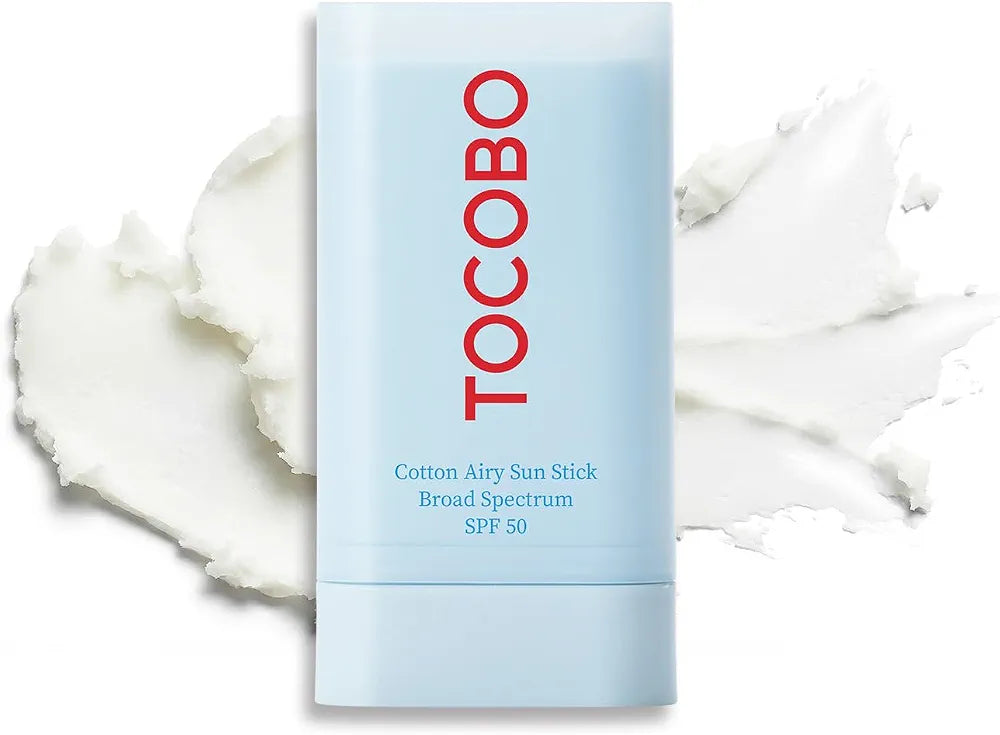 TOCOBO Cotton Airy Sun Stick SPF 50 Broad Spectrum Korean Matte Sunscreen Stick for Face - Travel Size Sebum Control Sunblock -Vegan, Lightweight, 0.67 oz 